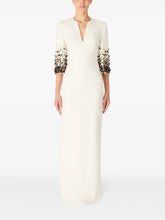 V-neck column dress with embellished sleeves – IVIRY